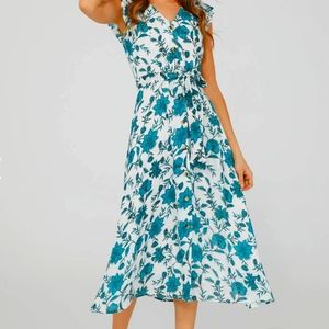 V-Neck Button-Down Dress